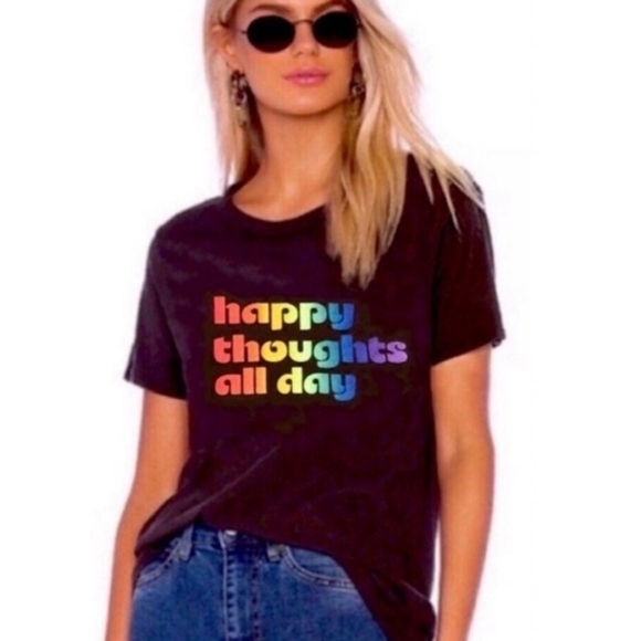 Chaser Happy Thoughts All Day graphic tee rainbow NEW - Picture 1 of 5